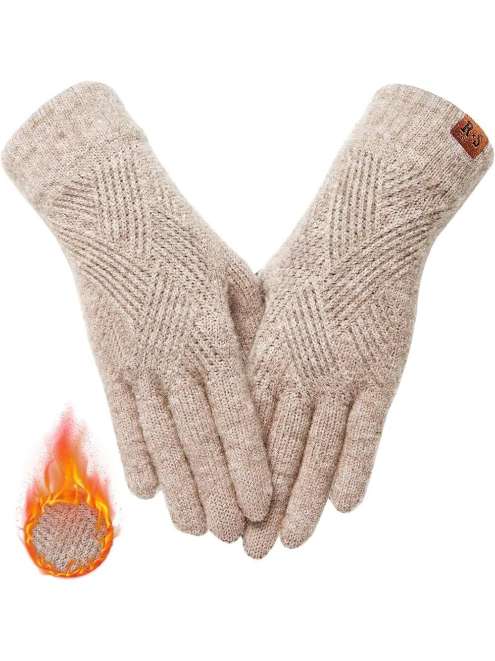 γ½οΈWomen's Khaki High Stretch Warm Christmas Gift Winter Acrylic Glove